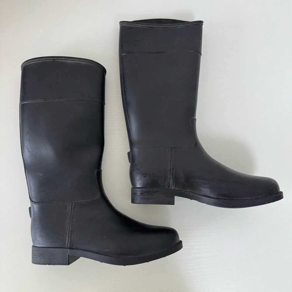 Kids Black Knee-High Rain Boots, Size 1